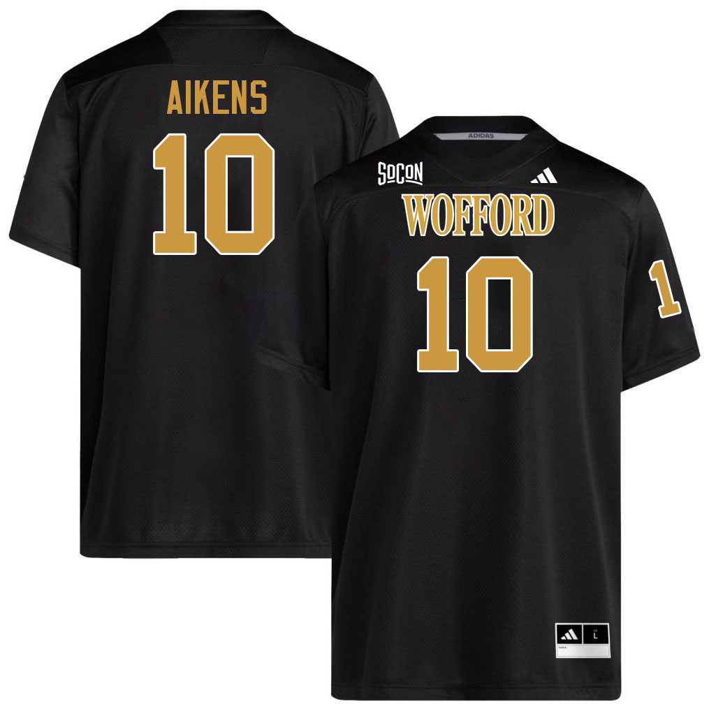 Wofford Terriers #10 Ivory Aikens College Football Jerseys,Uniforms Stitched-Black